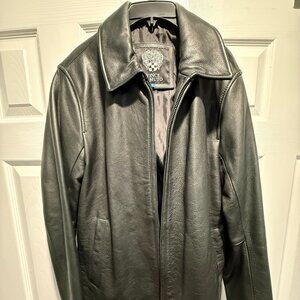 Vince Camuto Men's Black Bomber Leather Jacket, Medium